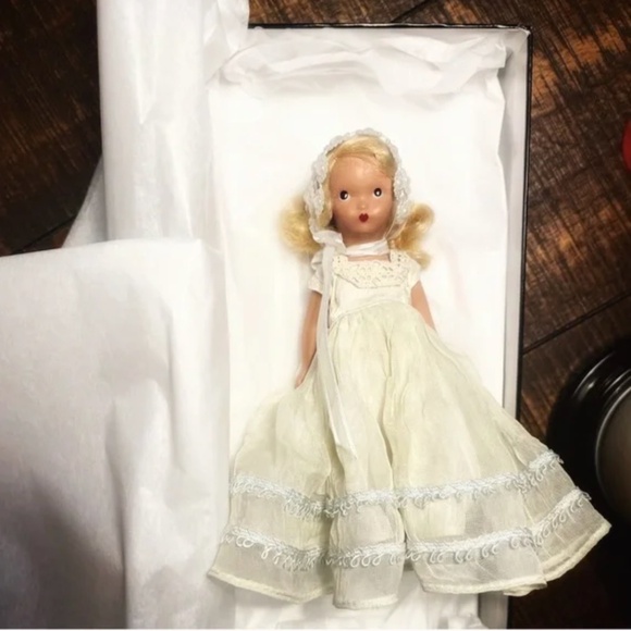Nancy Ann Storybook Doll bisque 5.5 in 5 joints 1940s white gown and “pearls” - Picture 1 of 5